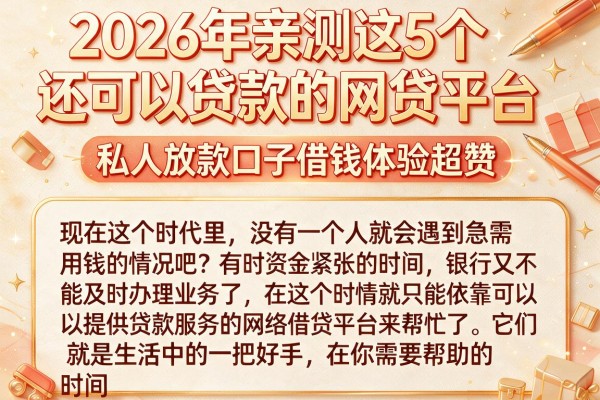 2026年亲测这5个还可以贷款的网贷平台,私人放款口子借钱体验超赞