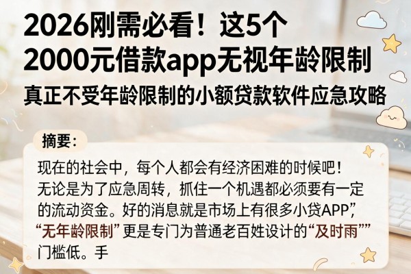 2026刚需必看!这5个2000元借款app无视年龄限制,真正不受年龄限制的小额贷款软件应急攻略