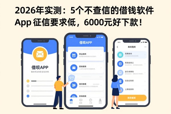2026年实测:5个不查征信的借钱软件app,对征信要求低,6000元好下款!