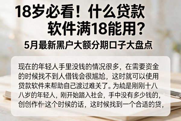 18岁必看！什么贷款软件满18能用？5月最新黑户大额分期口子大盘点