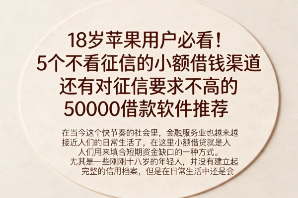 18岁苹果用户必看!5个不看征信的小额借钱渠道,还有对征信要求不高的50000借款软件推荐