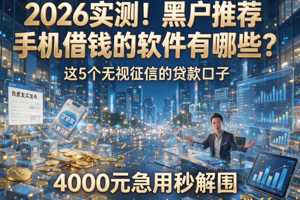 2026实测！黑户推荐手机借钱的软件有哪些？这5个无视征信的贷款口子，4000元急用秒解围！