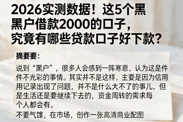 2026实测数据！这5个黑户借款2000的口子，究竟有哪些贷款口子好下款？