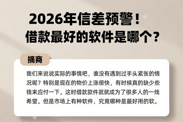 2026年信息差预警！借款最好的软件是哪个？这篇全面拆解别错过