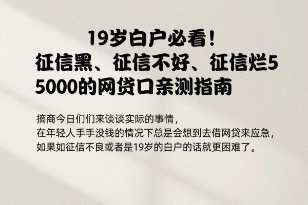 19岁白户必看！征信黑、征信不好、征信烂都能借5000的网贷口子亲测指南