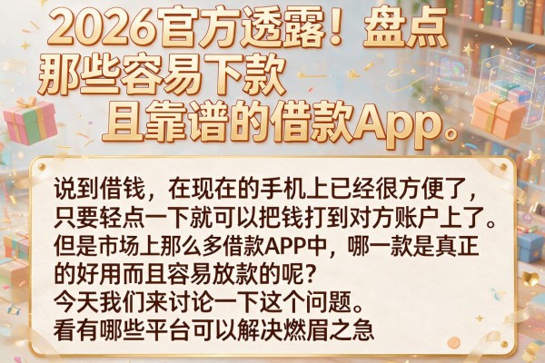 2026官方透露！盘点那些容易下款且靠谱的借款App