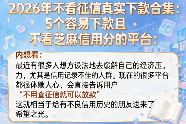 2026年不看征信真实下款合集:5个容易下款且不看芝麻信用分的平台