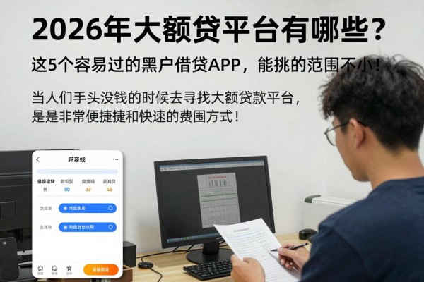 2026年大额贷平台有哪些?这5个容易过的黑户借钱APP,能挑的范围不小!
