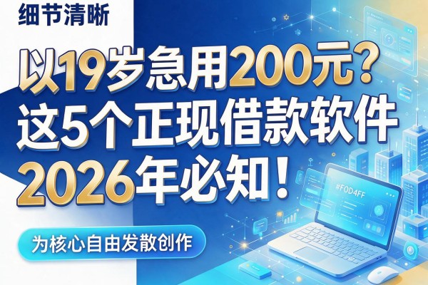 19岁急用200元?这5个正规借款软件2026年必知!