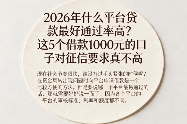 2026年什么平台贷款最好通过率高?这5个借款1000元的口子对征信要求真不高