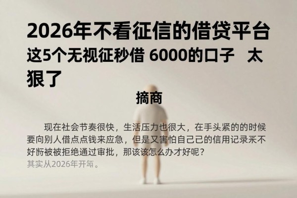 2026年不看征信的借贷平台有哪些呢？这5个无视征信秒借6000的口子太狠了