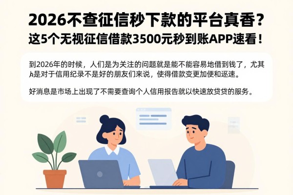 2026不查征信秒下款的平台真香?这5个无视征信借款3500元秒到账APP速看!