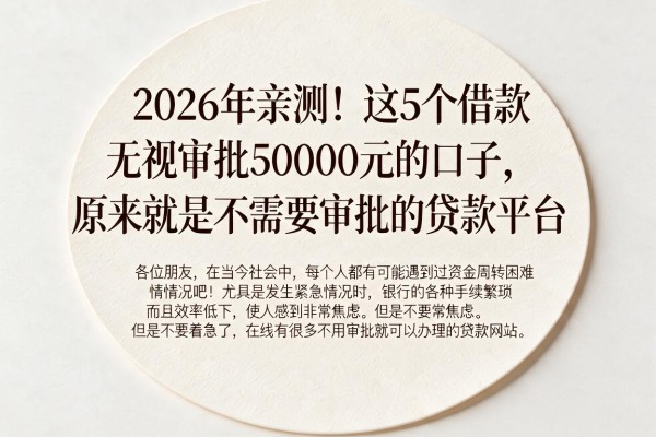 2026年亲测!这5个借款无视审批50000元的口子,原来就是不需要审批的贷款平台
