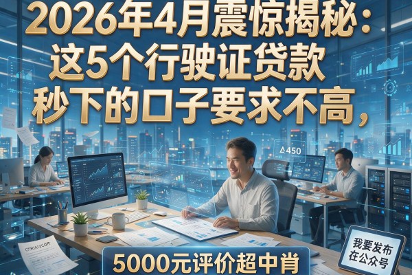 2026年4月震惊揭秘:这5个行驶证贷款秒下的口子要求不高,5000元评价超中肯!