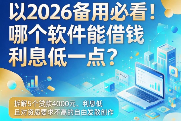 2026备用必看！哪个软件能借钱利息低一点？拆解5个贷款4000元、利息低且对资质要求不高的优质平台