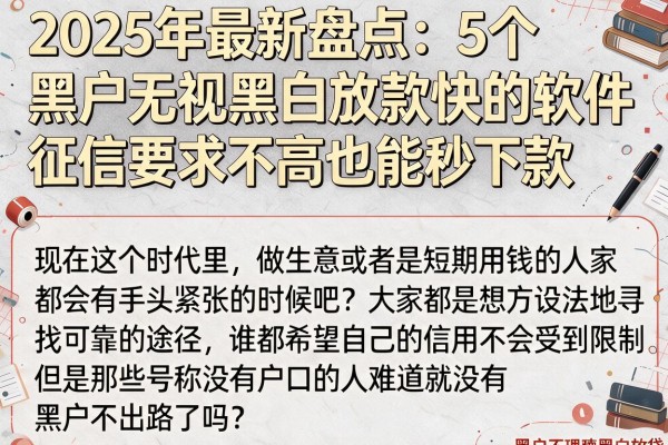2025年最新盘点：5个黑户无视黑白放款快的软件，征信要求不高也能秒下款