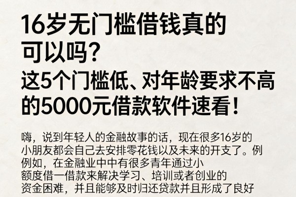 16岁无门槛借钱真的可以吗？这5个门槛低、对年龄要求不高的5000元借款软件速看！