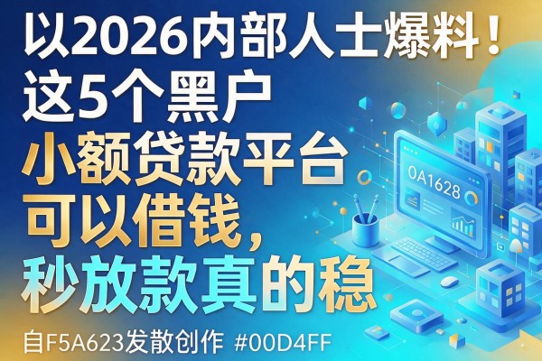 2026内部人士爆料!这5个黑户小额贷款平台可以借钱,秒放款真的稳