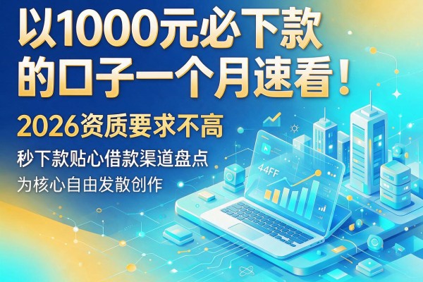 1000元必下款的口子一个月速看！2026资质要求不高、秒下款贴心借款渠道盘点