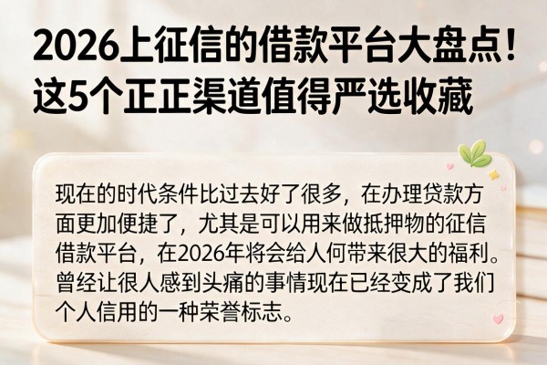 2026上征信的借款平台大盘点!这5个正规渠道值得严选收藏