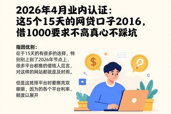 2026年4月业内认证：这5个15天的网贷口子2026，借1000要求不高真心不踩坑