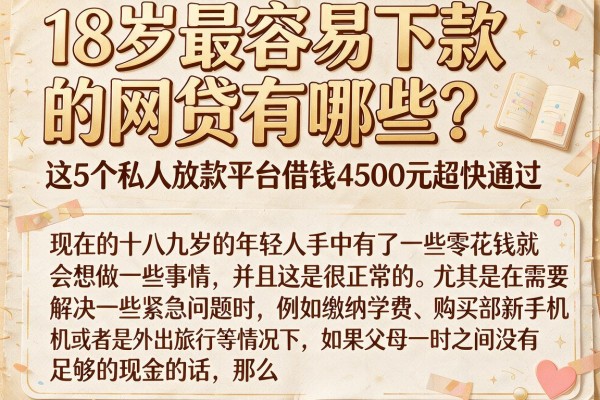 18岁最容易下款的网贷有哪些？这5个私人放款平台借钱4500元超快通过