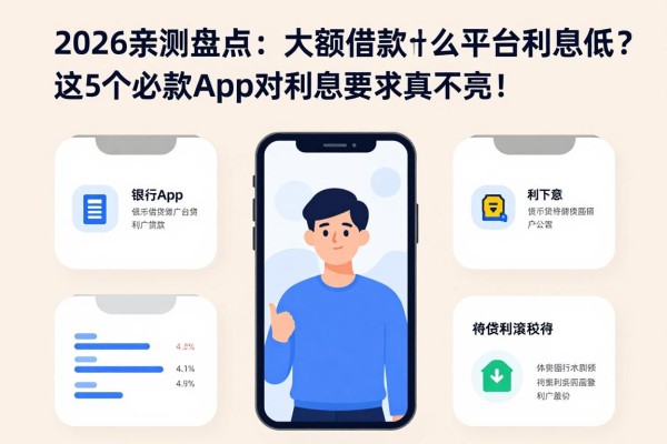 2026亲测盘点：大额借款什么平台利息低？这5个必下款App对利息要求真不高！
