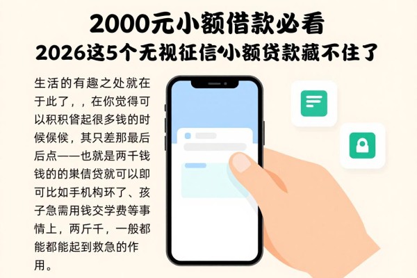 2000元小额借款必看!2026这5个无视征信的小额贷款App藏不住了