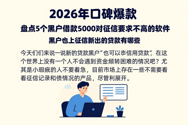 2026年口碑爆款!盘点5个黑户借款5000对征信要求不高的软件,黑户不上征信新出的贷款有哪些