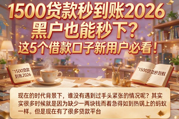 1500贷款秒到账2026，黑户也能秒下？这5个借款口子新用户必看！