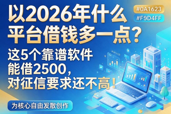 2026年什么平台借钱多一点？这5个靠谱软件能借2500，对征信要求还不高！