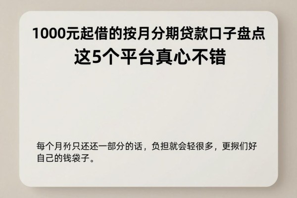1000元起借的按月分期贷款口子盘点，这5个平台真心不错