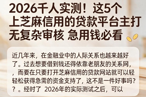 2026千人实测！这5个上芝麻信用的贷款平台主打无复杂审核，急用钱必看