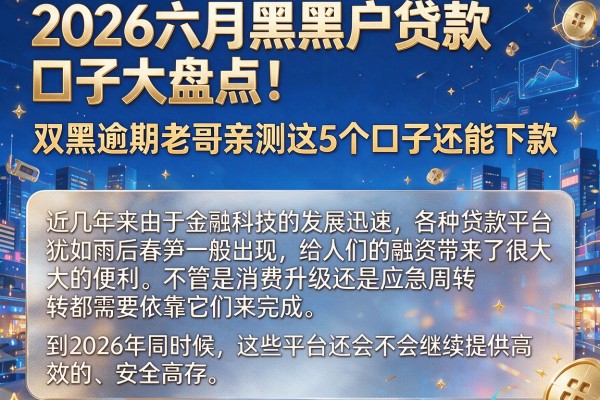 2026六月黑户贷款口子大盘点!双黑逾期老哥亲测这5个口子还能下款