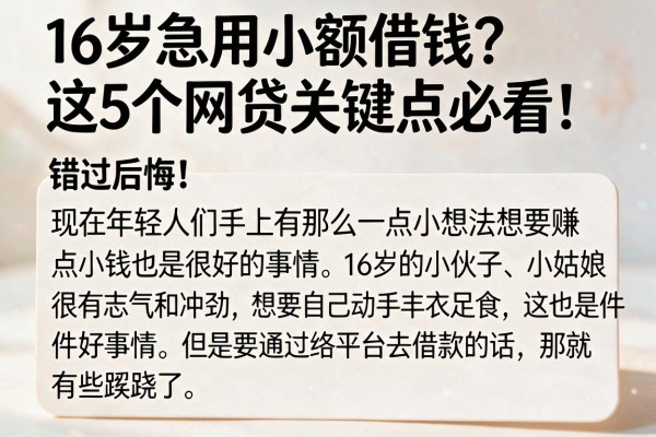 16岁急用小额借钱?这5个网贷关键点必看,错过后悔!