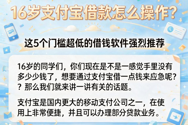 16岁支付宝借款怎么操作?这5个门槛超低的借钱软件强烈推荐
