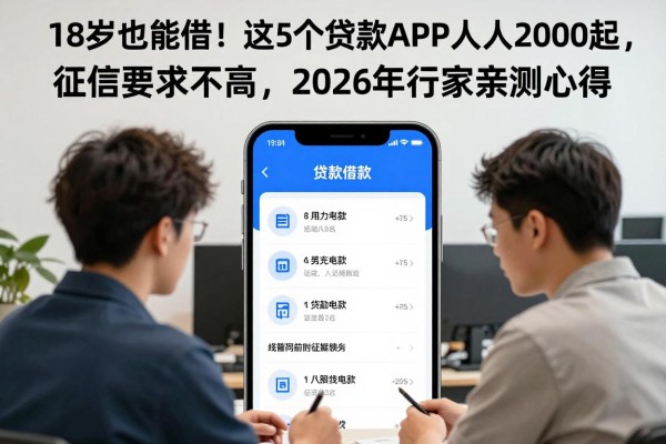 18岁也能借!这5个贷款APP人人2000起,征信要求不高,2026年行家亲测心得