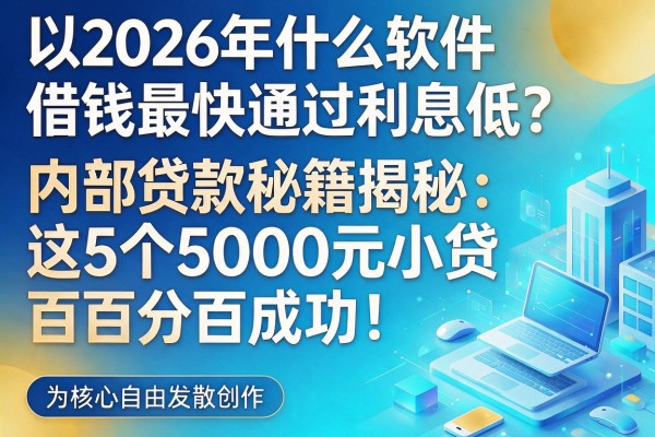 2026年什么软件借钱最快通过利息低？内部贷款秘籍揭秘：这5个5000元小贷百分百成功！