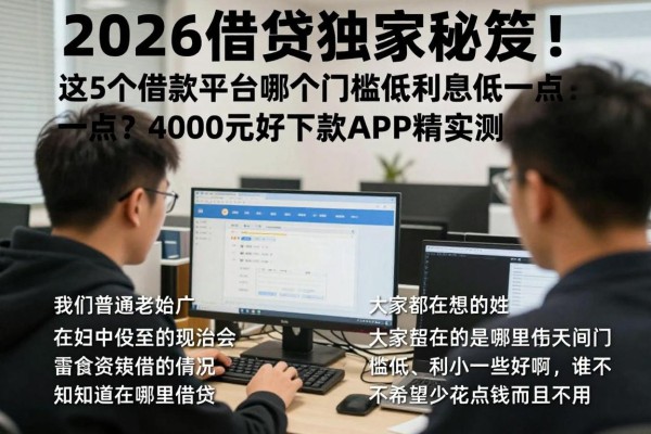 2026借贷独家秘笈!这5个借款平台哪个门槛低利息低一点?4000元好下款APP精挑实测
