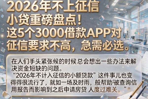 2026年不上征信小贷重磅盘点！这5个3000借款APP对征信要求不高，急需必选