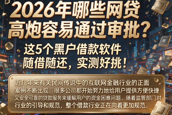 2026年哪些网贷高炮容易通过审批?这5个黑户借款软件随借随还,实测好挑!