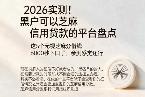 2026实测!黑户可以芝麻信用贷款的平台盘点,这5个无视芝麻分借钱6000秒下口子,亲测感觉还行