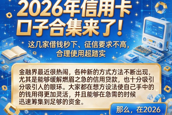 2026年信用卡口子合集来了!这几家借钱秒下、征信要求不高,合理使用超踏实