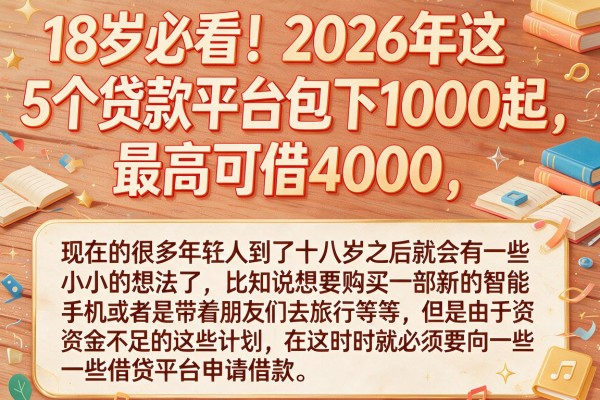 18岁必看!2026年这5个贷款平台包下1000起,最高可借4000