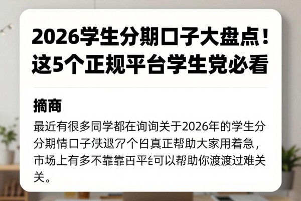 2026学生分期口子大盘点！这5个正规平台学生党必看
