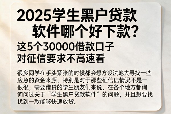 2025学生黑户贷款软件哪个好下款?这5个30000借款口子对征信要求不高速看