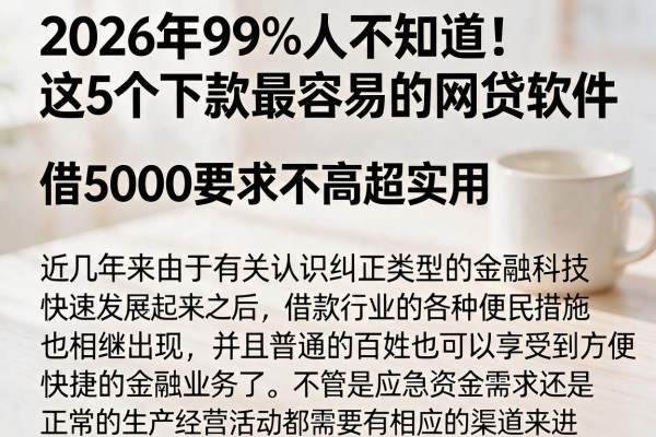 2026年99%人不知道！这5个下款最容易的网贷软件，借5000要求不高超实用