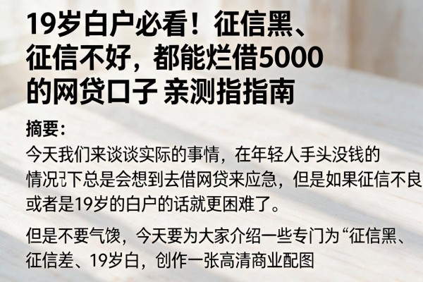 19岁白户必看！征信黑、征信不好、征信烂都能借5000的网贷口子亲测指南