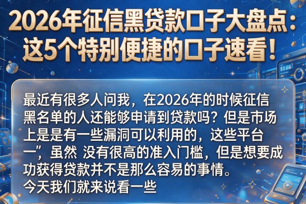 2026年征信黑贷款口子大盘点:这5个特别便捷的口子速看!