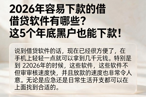 2026年容易下款的借贷软件有哪些?这5个年底黑户也能下款!